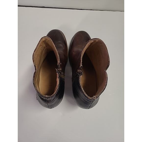 Bed Stu Yell Bootie Women Size 8 Leather Ankle Boot Brown Two Toned Side Zip - Picture 9 of 12